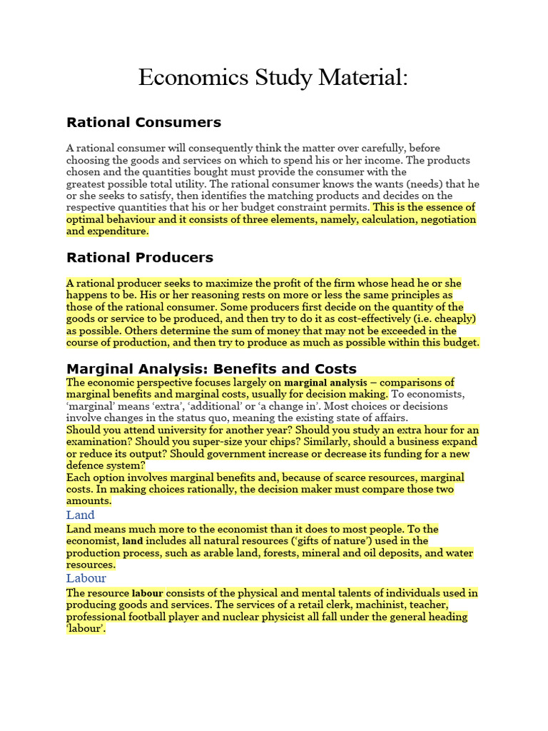 Understanding Rational Consumers and Producers | PDF | Capital ...