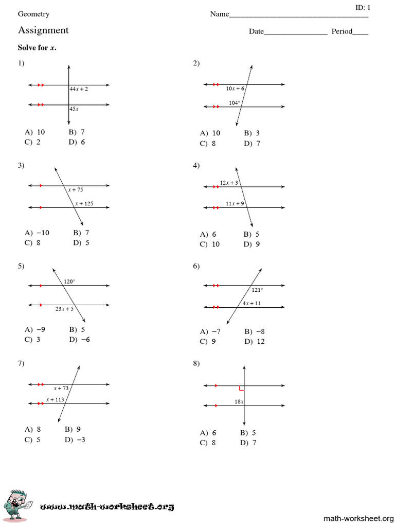 Solve for x in Geometry Assignments | PDF