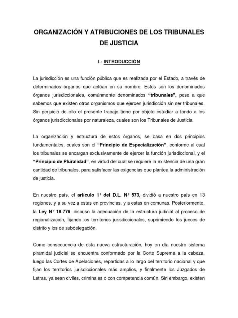 Organización de Tribunales de Justicia | PDF | Judicaturas | Apelación