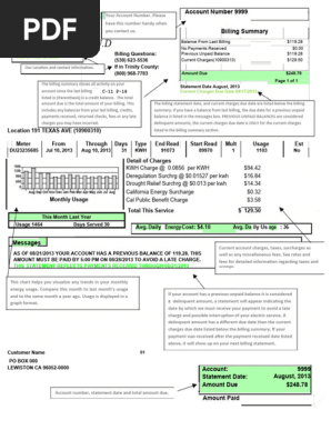 US Blank Word Utility Bill
