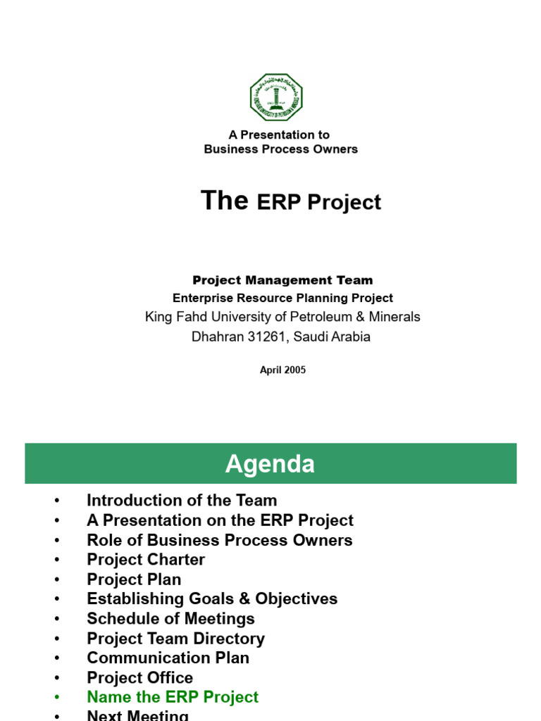 ERP Project Overview for Dhahran | PDF | Enterprise Resource Planning ...