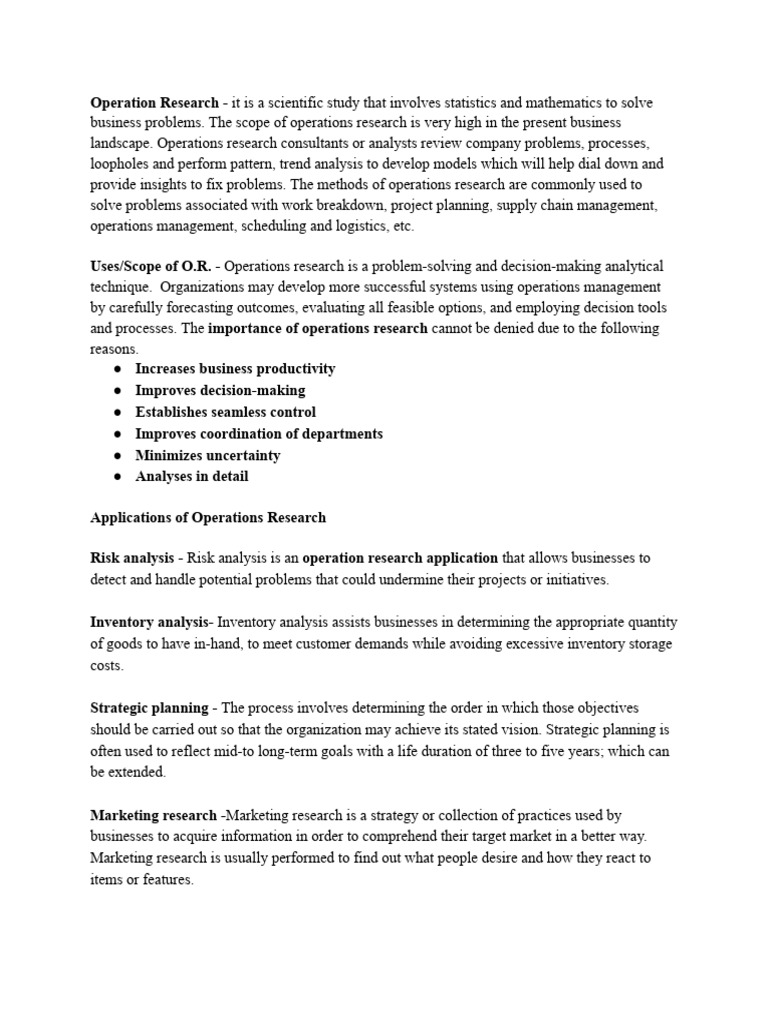 Operation research unit 1 notes pdf decision making operations