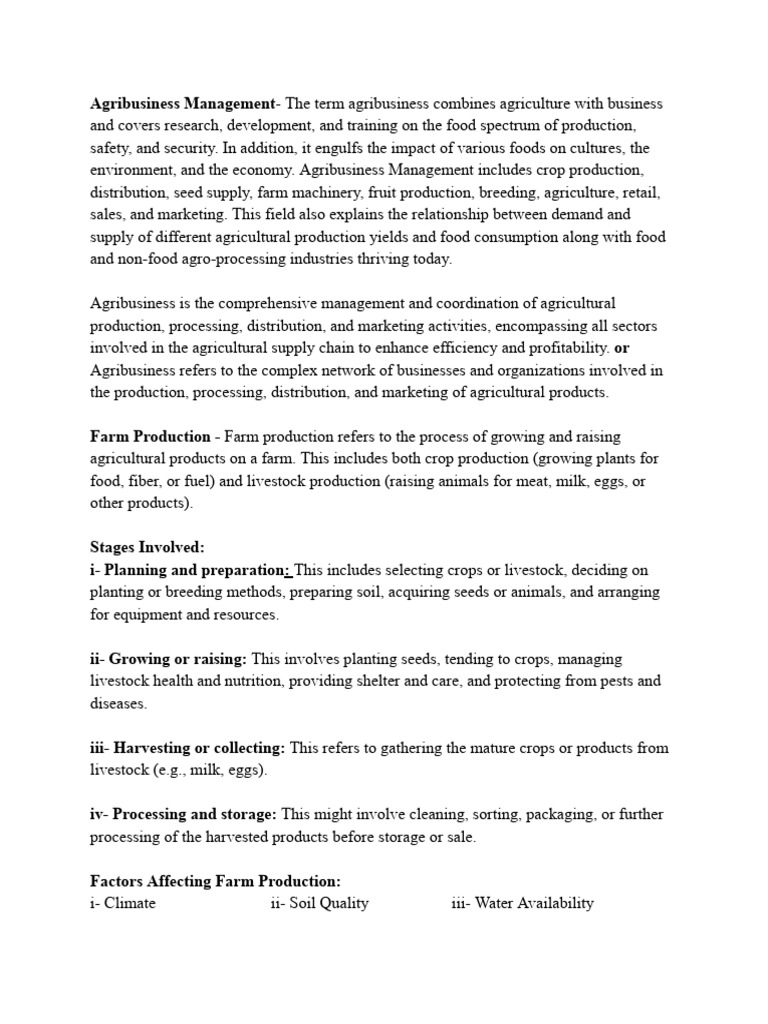 Agribusiness Management Overview | PDF | Agriculture | Agribusiness
