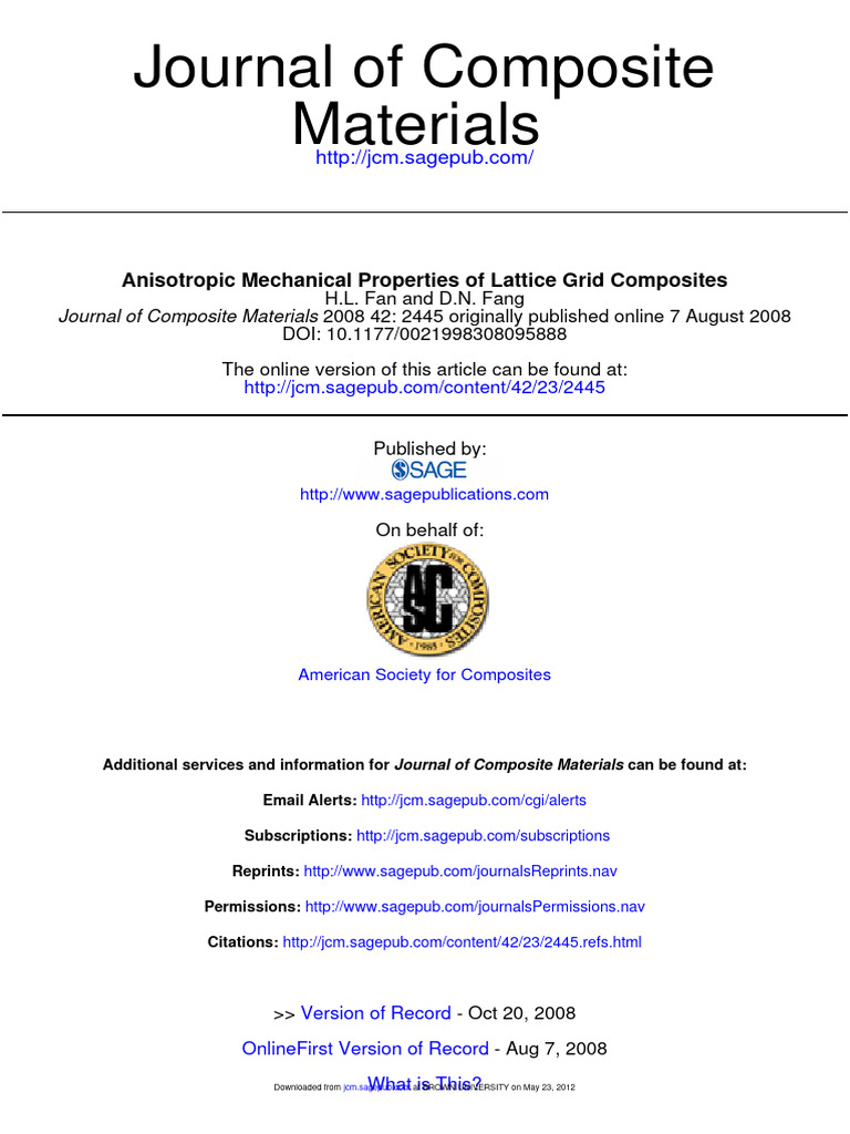 Anisotropic Mechanical Properties of Lattice Grid Composites | PDF ...
