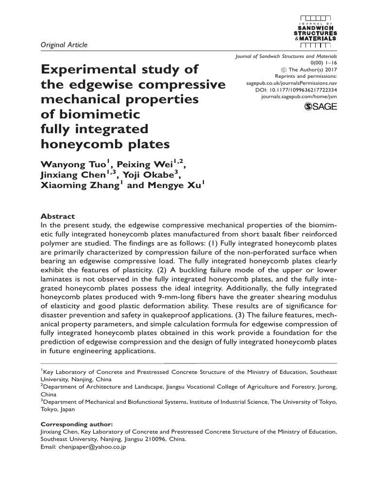 Experimental Study of The Edgewise Compressive Mechanical Properties of ...