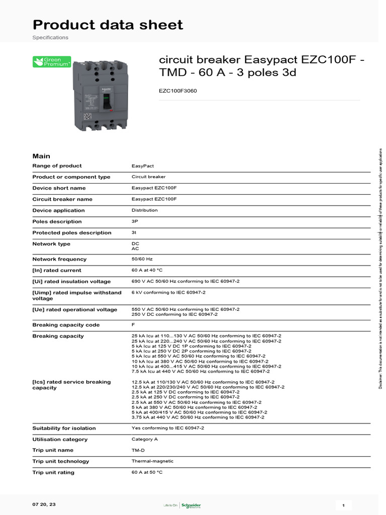 EasyPact EZC - EZC100F3060 | PDF | Alternating Current | Electrical Network