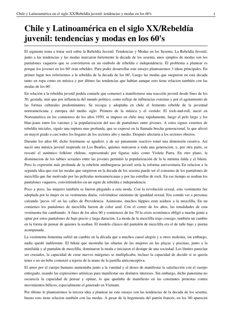 Moda y Rebeldía Juvenil en los 60 en Chile | PDF | Moda | Ropa