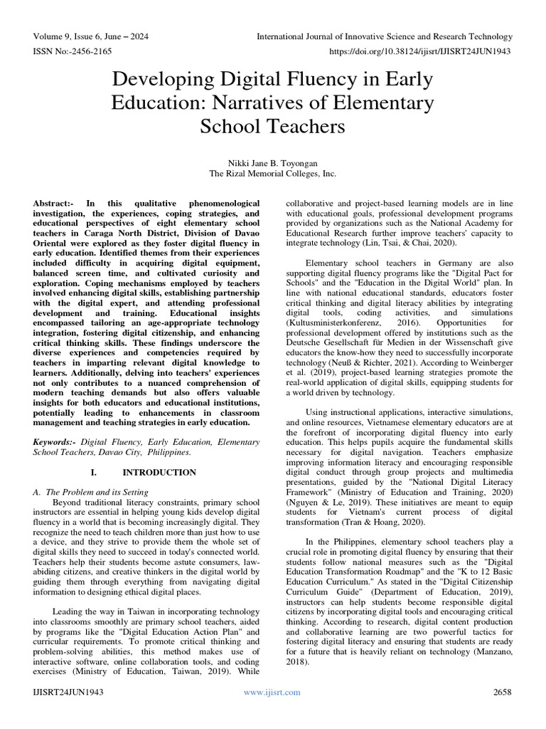 Developing Digital Fluency in Early Education: Narratives of Elementary ...