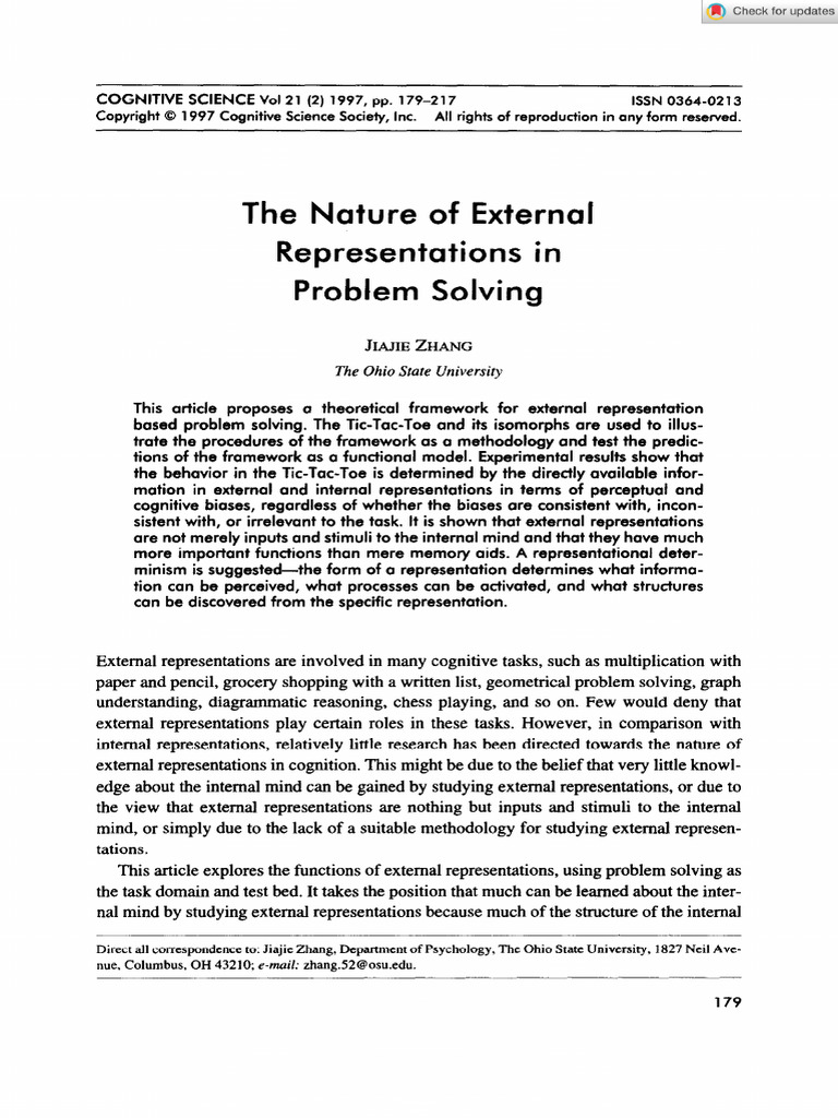 Cognitive Science - 2010 - Zhang - The Nature of External ...