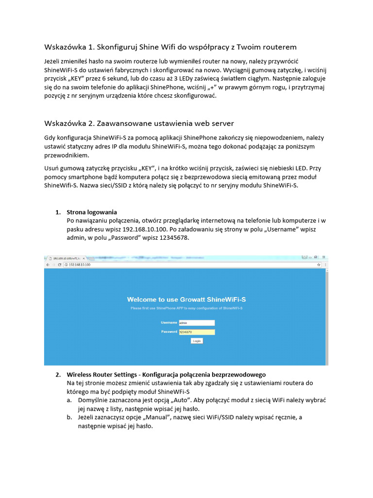Growatt Instrukcja Wifi Komputer Pdf