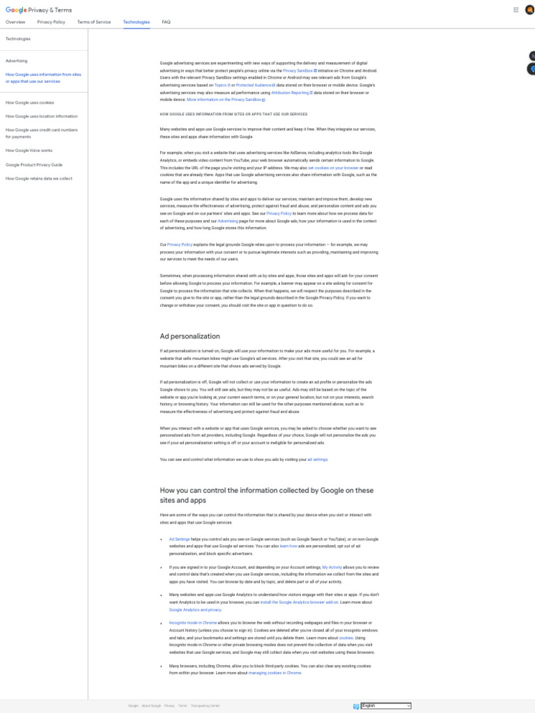 DEFINITIONS PRIVACY TERMS GOOGLE visual data 4