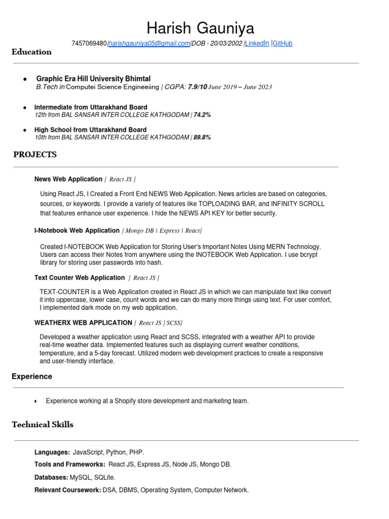 Tech-Savvy Graduate's Portfolio | PDF