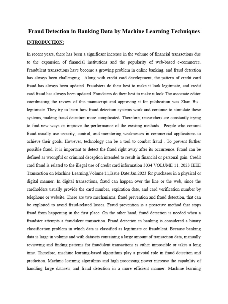 Machine Learning for Banking Fraud Detection | PDF | Class (Computer ...