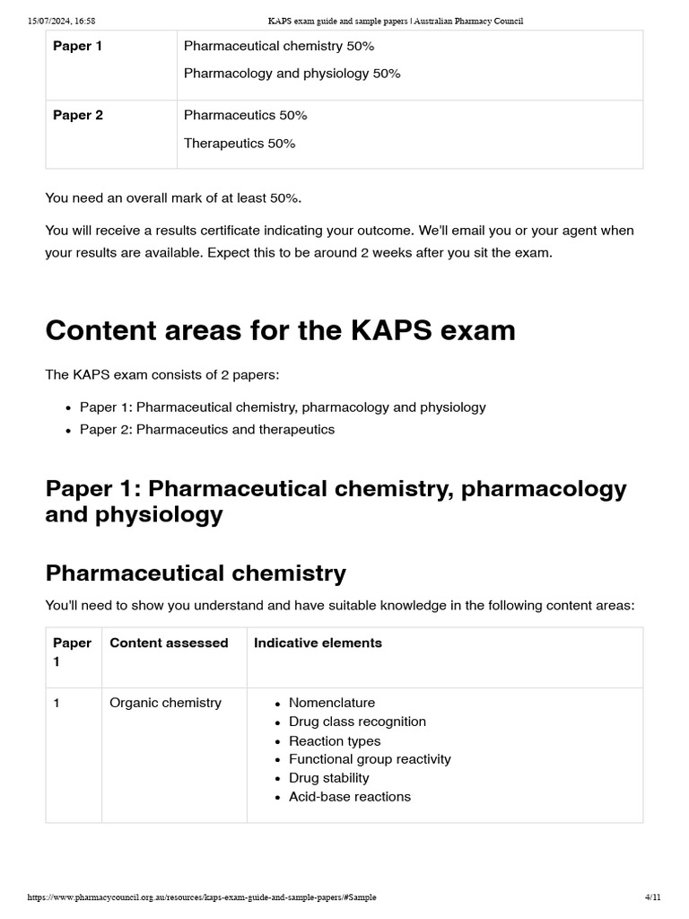 Kaps exam guide and sample papers australian pharmacy council pdf