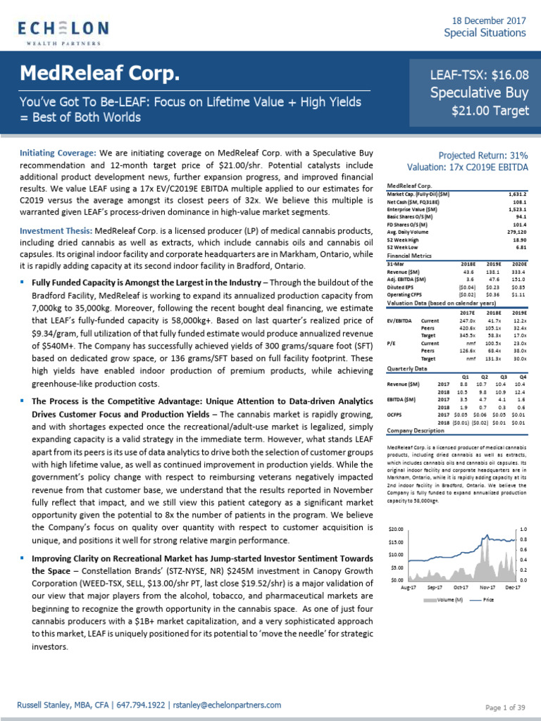 Medreleaf Corp.: You'Ve Got To Be-Leaf: Focus On Lifetime Value + High ...