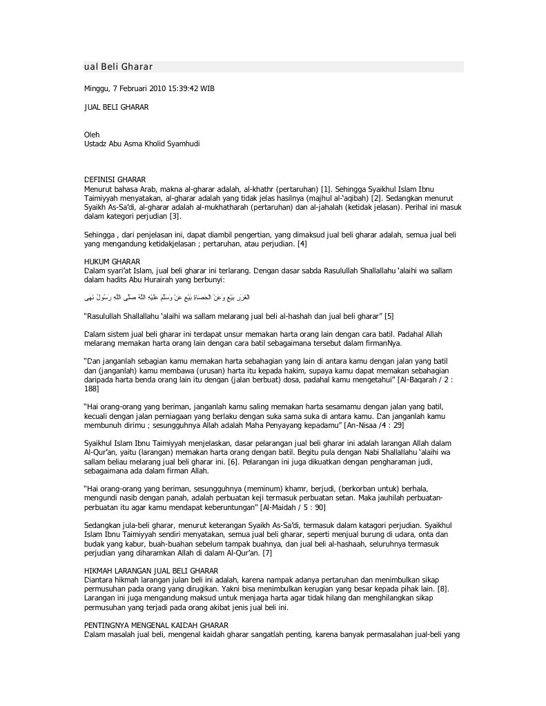 Jual Beli Gharar