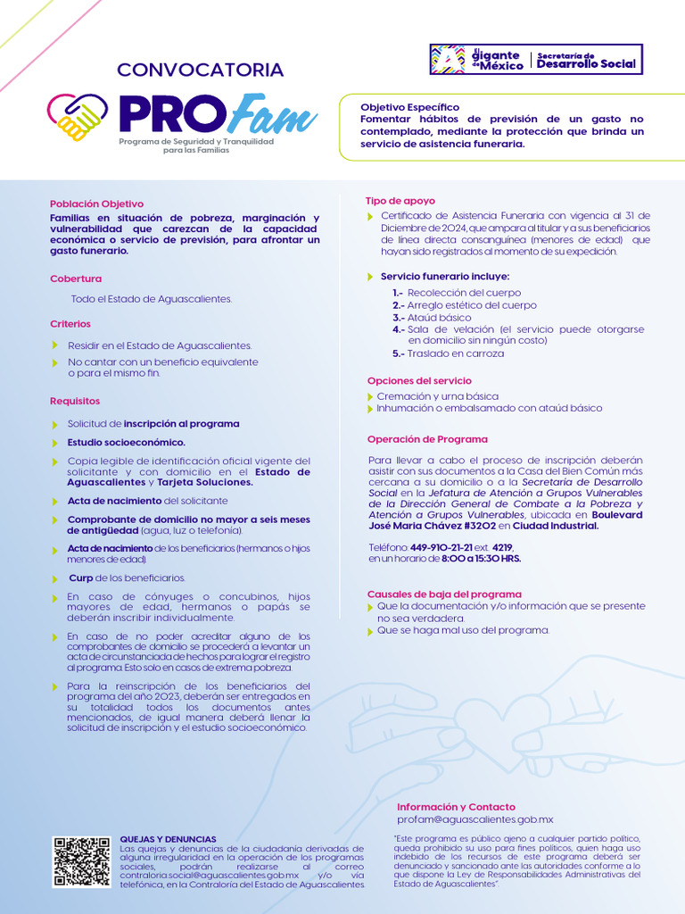 Programa Profam 2024 en Aguascalientes | PDF | Certificado de ...