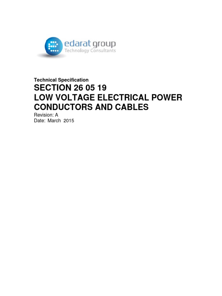 Low Voltage Electrical Cable Specifications | PDF | Insulator ...