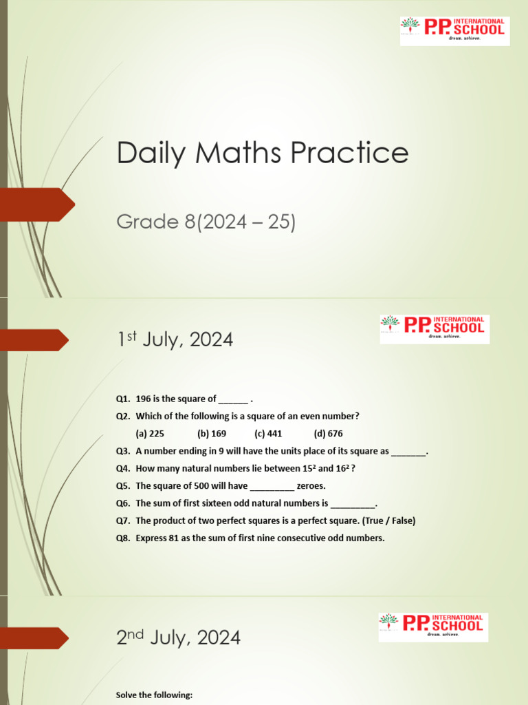 Grade 8 Maths Practice Questions | PDF | Factorization | Numbers