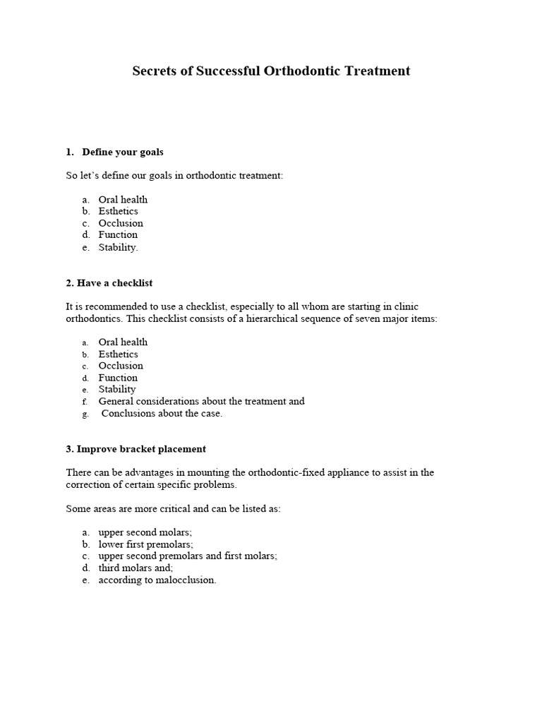 Orthodontic Treatment Success Tips | PDF | Orthodontics | Dentistry ...