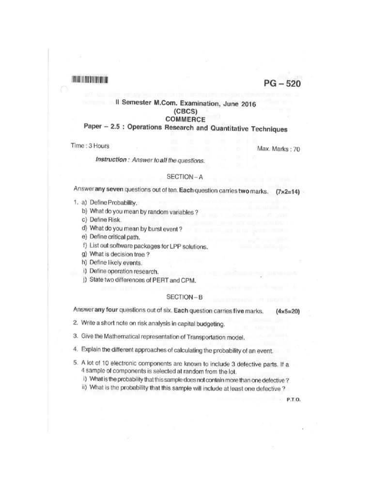 Operations Research Quantitative Techniques Min | PDF