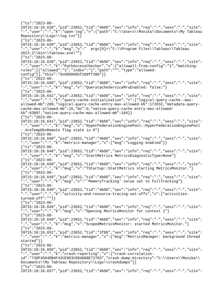 Tableau 2023.2 Log File Analysis | PDF | Computer Science | Computing ...