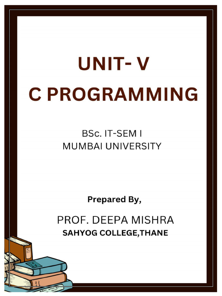 Unit-V C Language Fybsc It | PDF | Pointer (Computer Programming ...