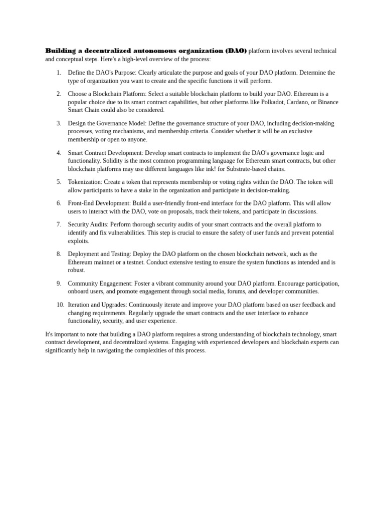 Building a Decentralized Autonomous Organization | PDF | Governance ...