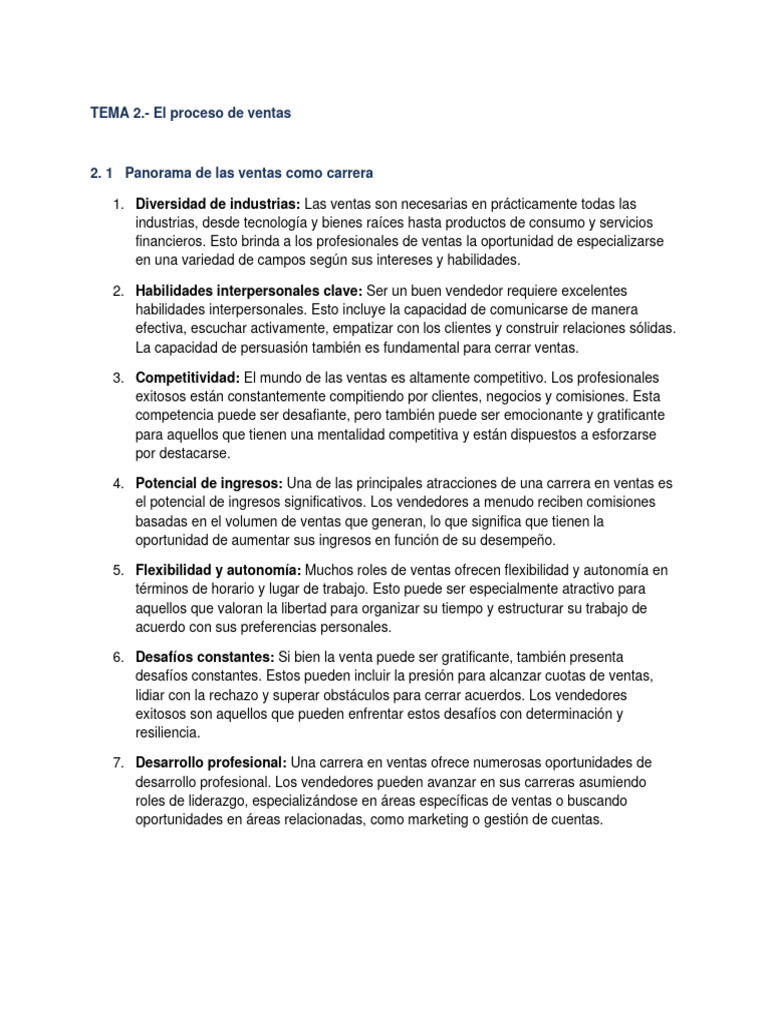 Tema 2 Proceso de Ventas | PDF | Business | Cliente
