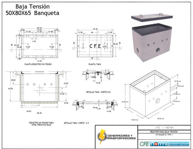 REGISTRO RBTB-1 Baja Tensión 50X80X65 Banqueta - GENERADORES Y ...
