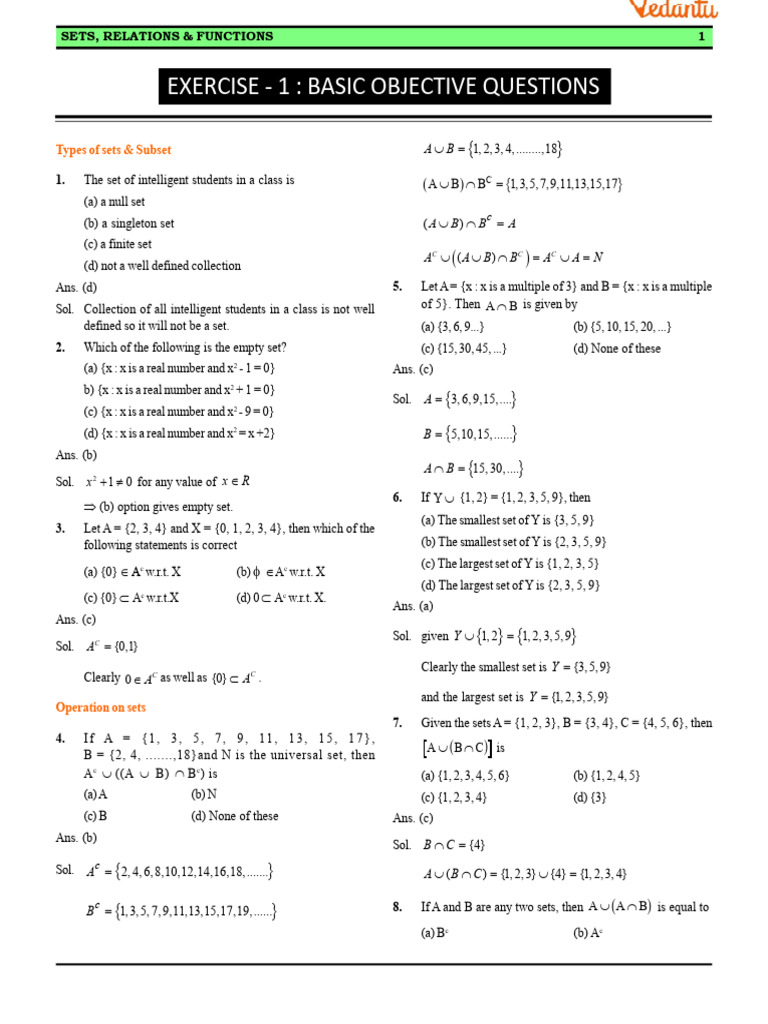 Grade 11 Sets, Relations & Functions Worksheet | PDF | Set (Mathematics ...