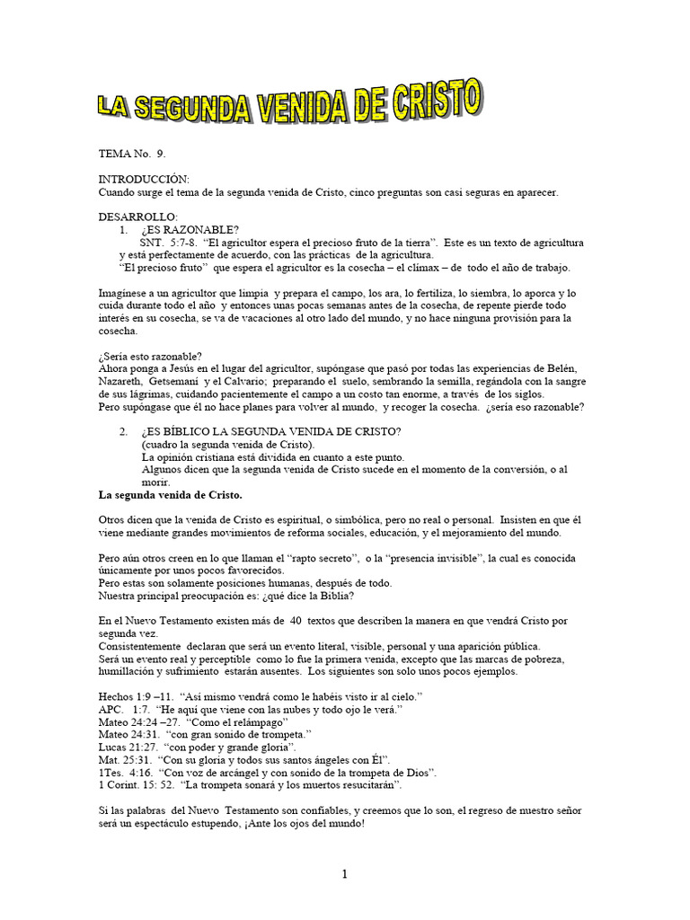 9.la Segunda Venida de Cristo | PDF | Segundo advenimiento | Cristo ...