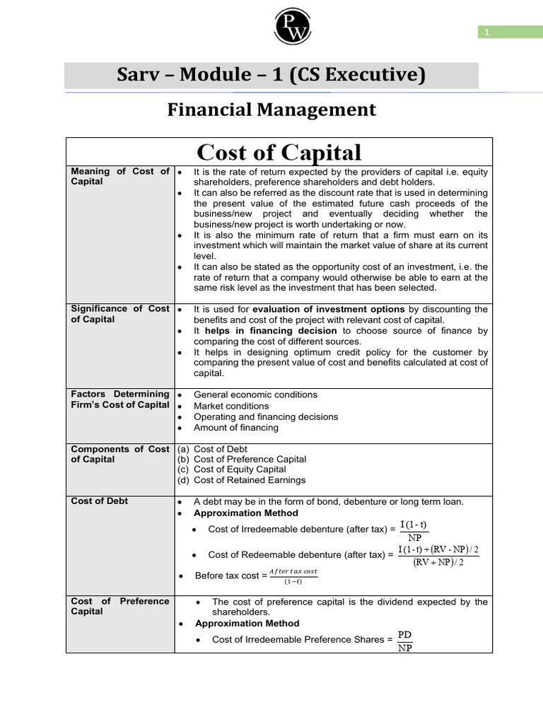 Cost of Capital Overview and Methods | PDF | Cost Of Capital | Dividend