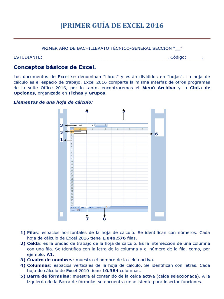 Guía Básica de Excel 2016 | PDF | Hoja de cálculo | Microsoft Excel