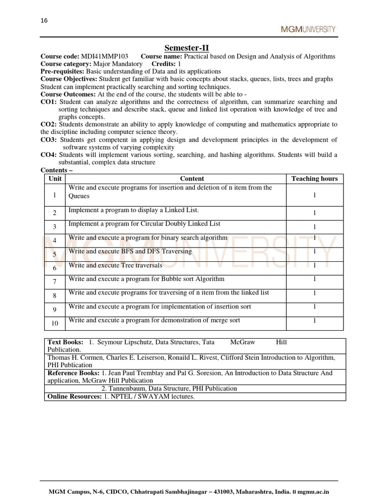 DS PR Syllabus | PDF | Algorithms | Applied Mathematics