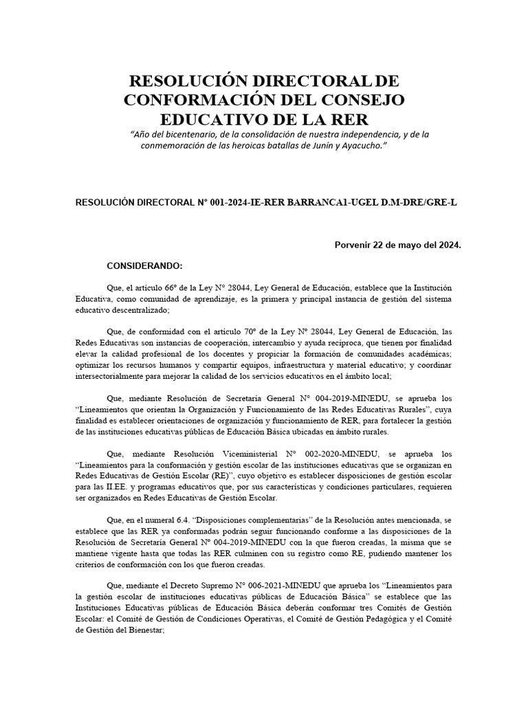 8 formatos de las resoluciones comites de gesti n escolar docxtes