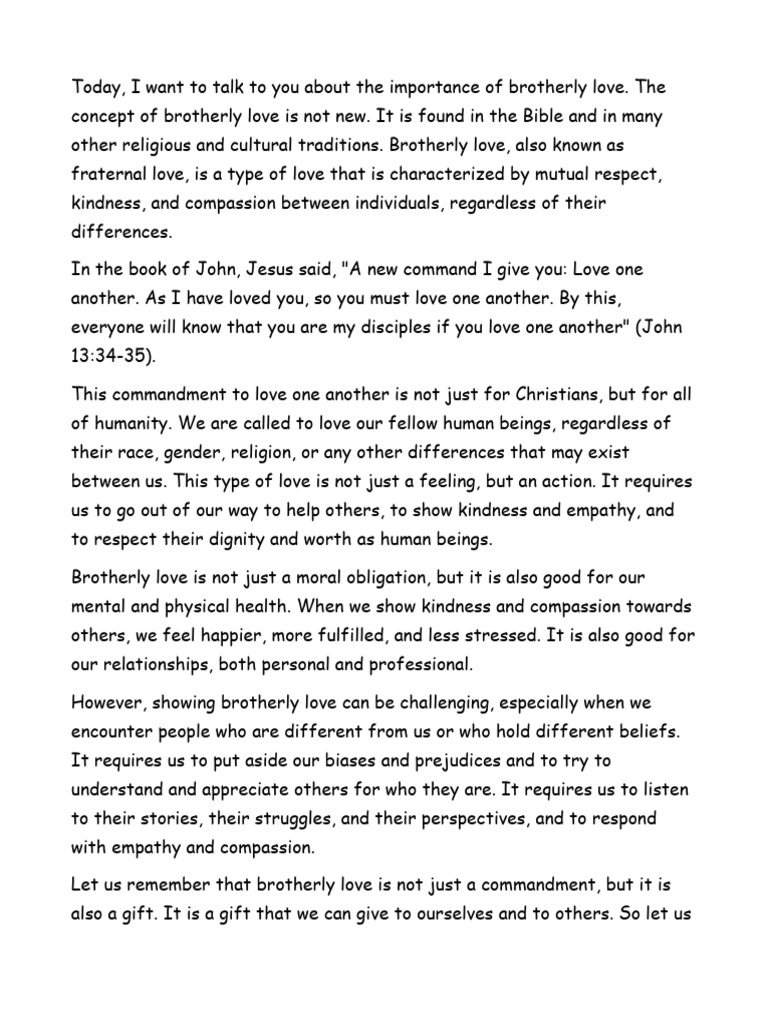 The Essence of Brotherly Love | PDF | Love | Forgiveness