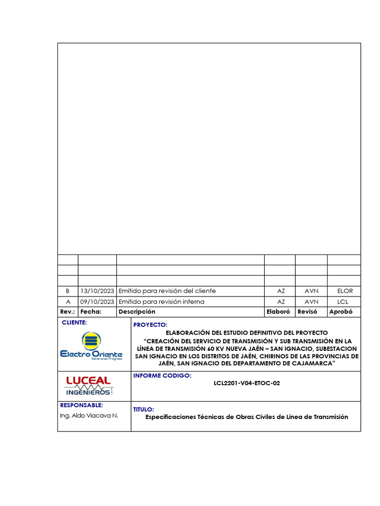 Lcl2201-V04-Etoc-02 Et Obras Civiles LT | PDF | Hormigón | Cemento
