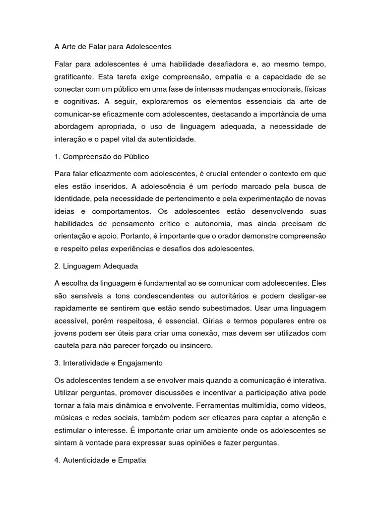 A Arte de Falar para Adolescentes | PDF | Adolescência | Empatia, image size:768x1024