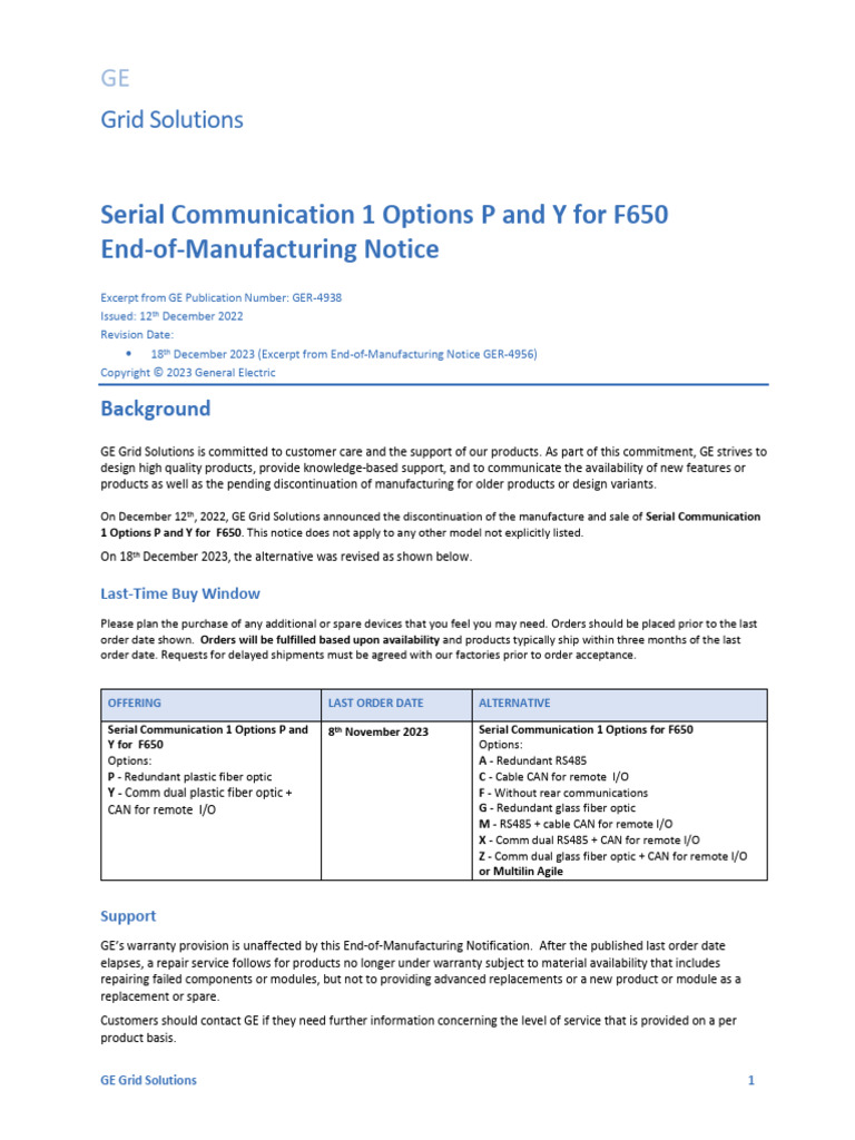 GER 4938+Serial+Communication+1+Options+P+and+Y+for+F650+A | PDF ...
