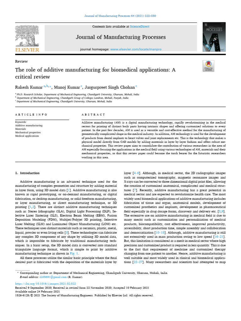 J Jmapro 2021 02 022 | PDF | 3 D Printing | Biomaterial