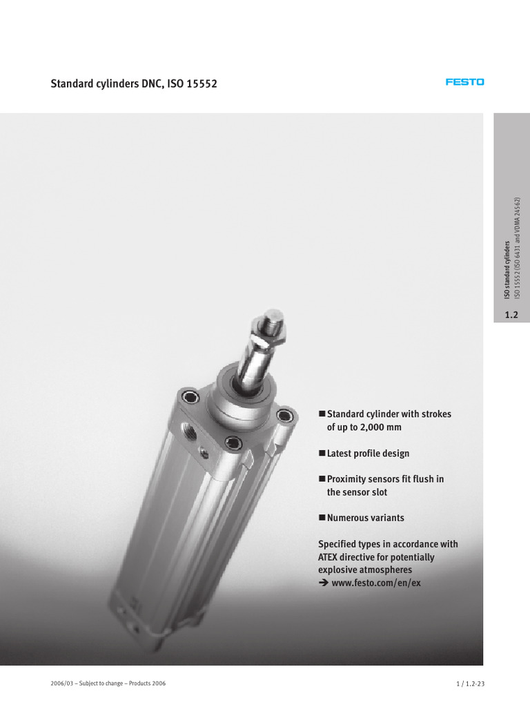 ISO 15552 Standard Cylinders Guide | PDF | Piston | Valve