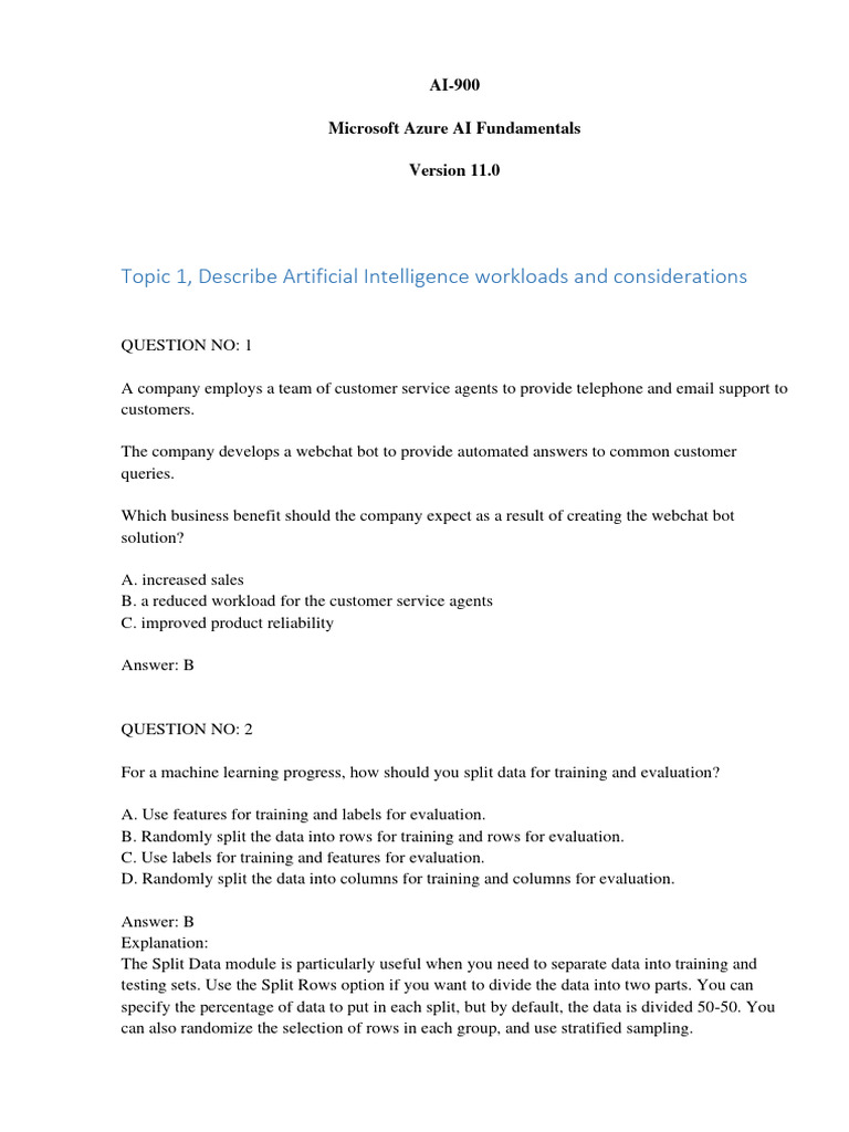 AI-900: Azure AI Fundamentals Guide | PDF | Machine Learning ...