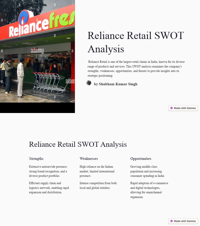 Retail Swot Analysis Example