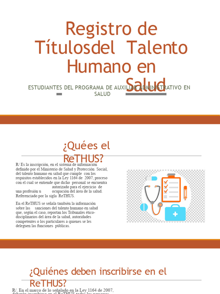 Presentacion Inscripcion en Rethus | PDF