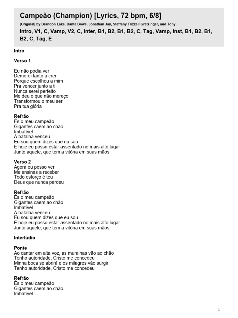 Letra da Música 