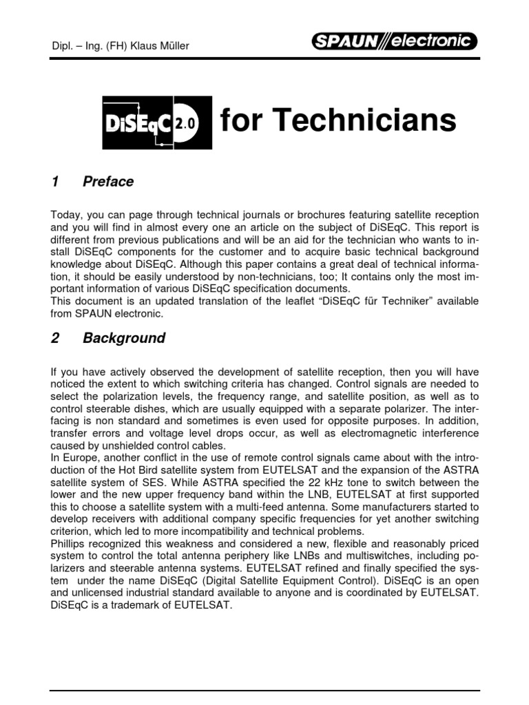 8df79 en DiSEqC For Technicians PDF Antenna (Radio) Modulation