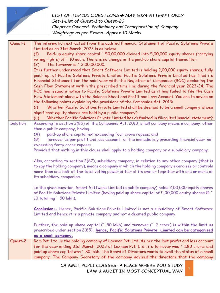 Top 100 questions may 2024 part 1 pdf securities finance equity