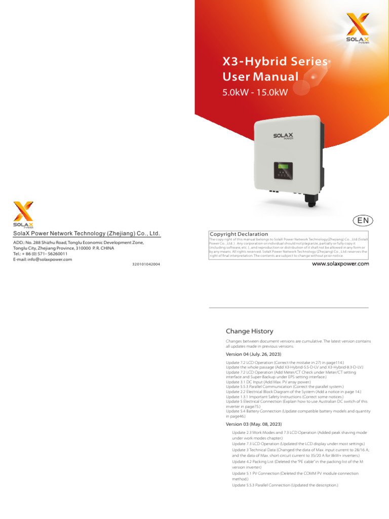 Solax x4 g4 Hybrid Manual | PDF | Photovoltaic System | Power Inverter