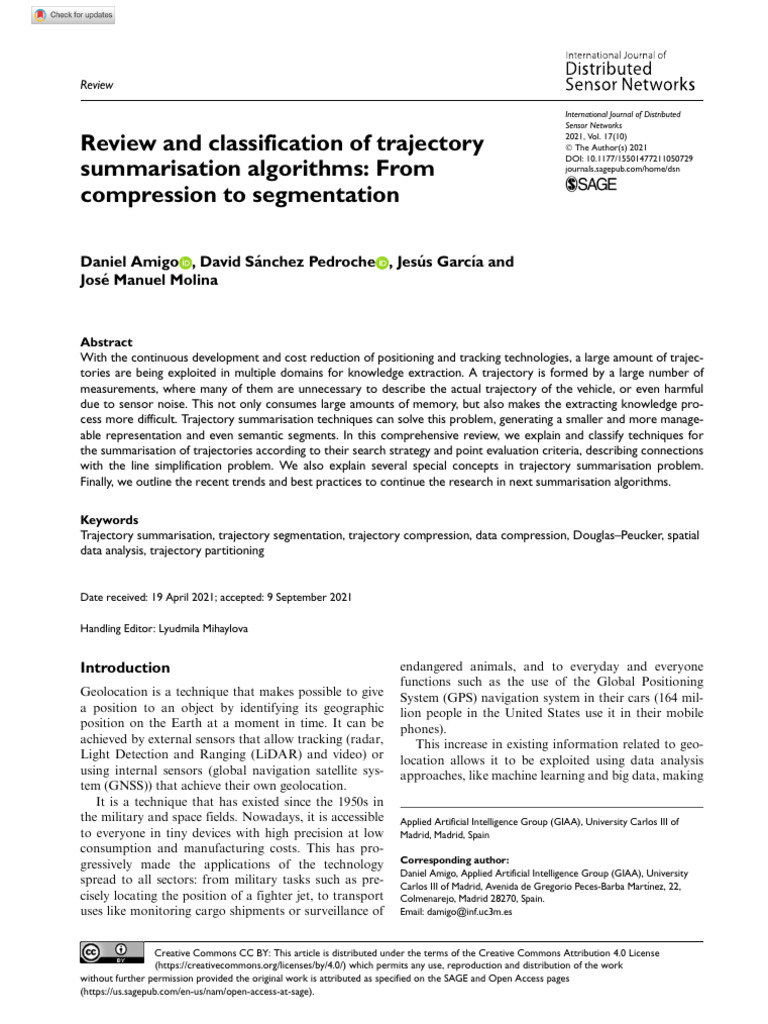 Amigo Et Al 2021 Review and Classification of Trajectory Summarisation ...